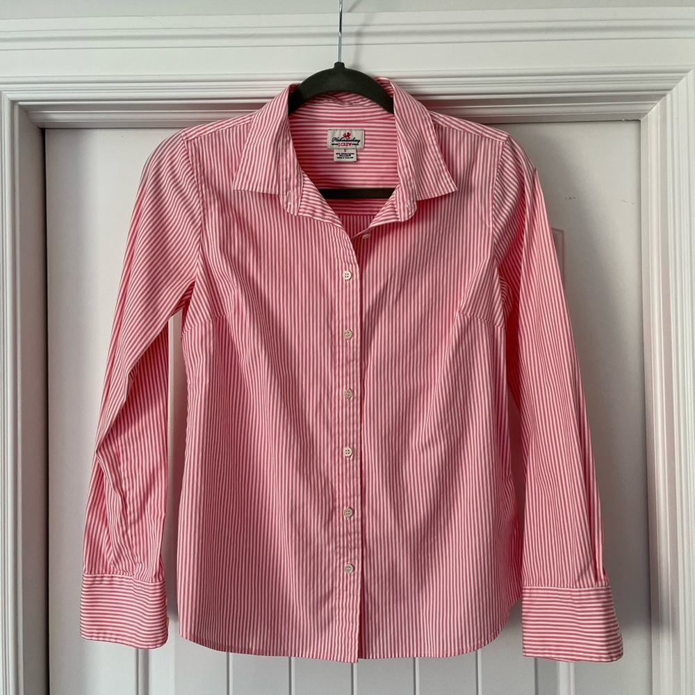 J.Crew women’s pink and white button up